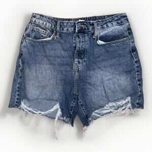 Forever 21 Premium Jean Shorts Womens Size 28 Blue Denim Cut Off Distressed
